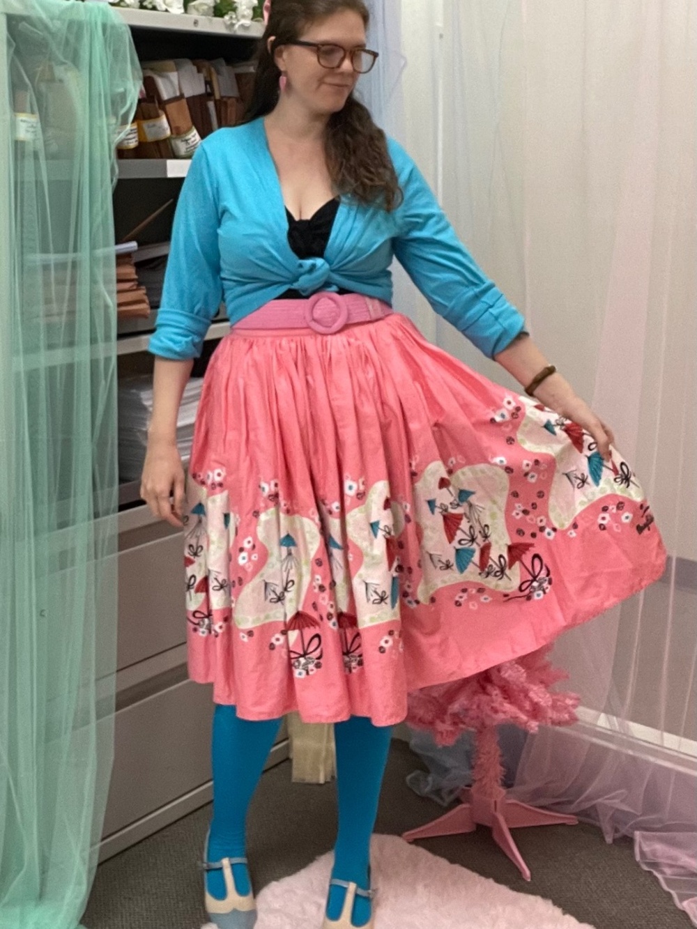 Pinup Couture Mary Blair Pink Umbrella Skirt